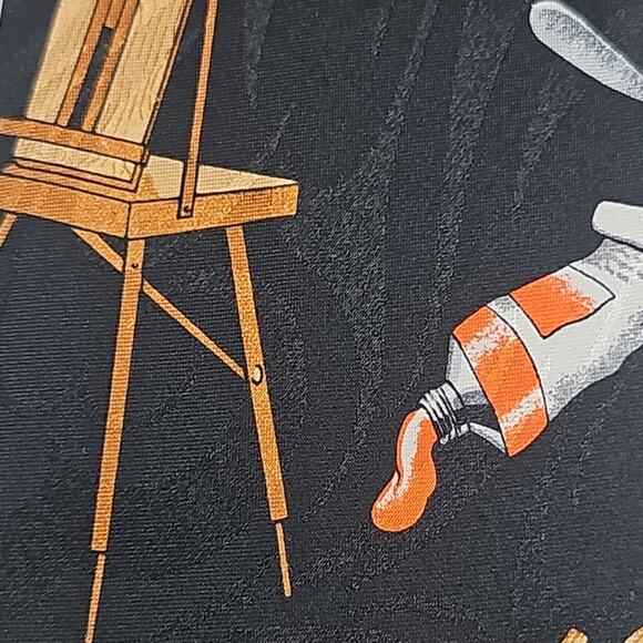 A Rogers Mens Novelty Tie Black Art Set 1997 Paint Brushes 54" - Picture 6 of 6